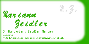 mariann zeidler business card